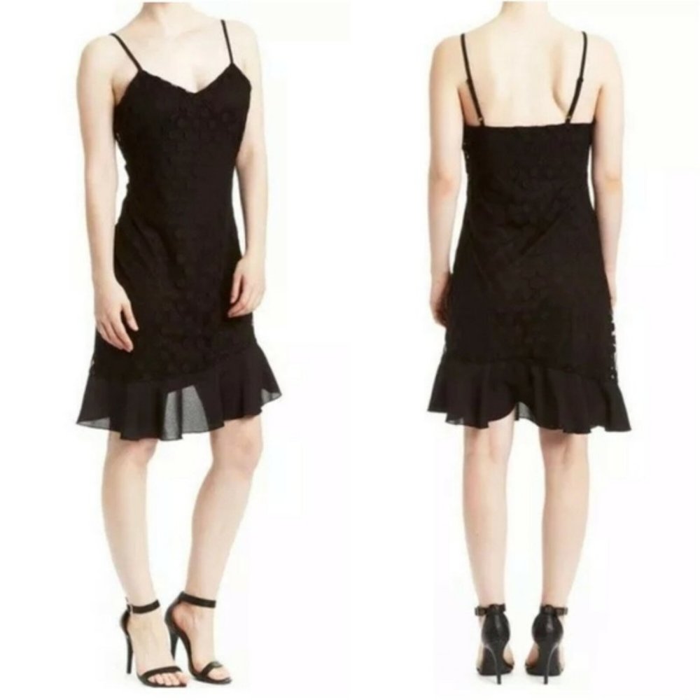 Leola Couture‎ Dress Black Polka Dot Mesh Ruffles M